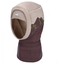 Kominiarka zimowa z wełny merino dla chłopca, Kinstan, brązowa, 52-56 cm