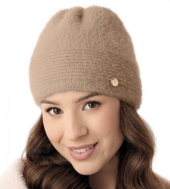 Czapka damska zimowa, Rastina, jasny beż, 55-57 cm