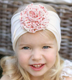 Opaska dla dziewczynki, na głowę, kremowa, Violetta, obw. 47-49 cm