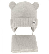 Czapka i komin dla chłopca, komplet na zimę, Nolicio, szary perłowy, 46-49 cm