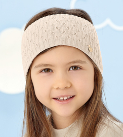 Opaska dla dziewczynki na głowę, dzianinowa, Debby, jasno beżowa, 48-52 cm