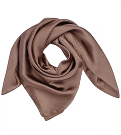 Chusta damska, apaszka satynowa, brązowa, 70x70 cm