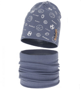 Czapka i komin dla chłopca, komplet wiosenny/jesienny, Loapo, niebieski, 48-50 cm