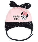 Czapka wiosenna-jesienna dla dziewczynki, wiązana, róż pudrowy, Musana, 40-44 cm