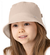 Kapelusz muślinowy dla dziewczynki, beżowy, Aranda, 52-54 cm