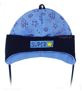 Czapka wiosenna / jesienna chłopięca Super Star niebieska  rozm. 42-46 cm