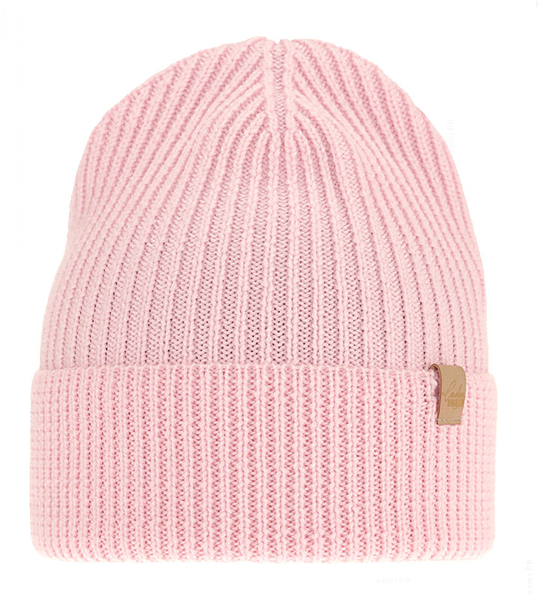 Czapka zimowa damska, wełna merino, Lisja, róż pudrowy, 55-58 cm	