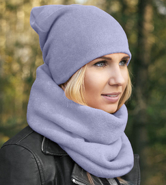 Czapka i komin damski, komplet zimowy, Benita, niebiesko-fioletowy (9), 55-57 cm