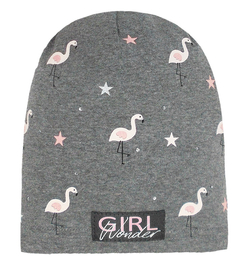 Czapka dla dziewczynki, wiosenna-jesienna, szara, Wonder Girl, 52-55