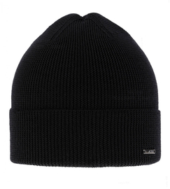 Czapka męska, wełna merino, wiosenna/jesienna, Felisio, czarna, 56-59 cm