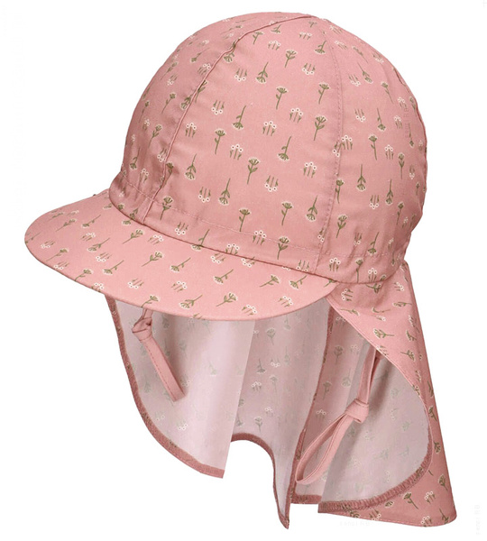 Czapka safari dla dziewczynki, wiązana, filtr UV+30, Pollia, brudny róż, 50-52 cm