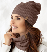 Czapka i komin damski, komplet Catrine, brązowy, 55-56 cm