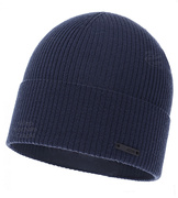 Czapka męska, wiosenna/jesienna, wełna merino, Ellfur, granatowa, 55-57 cm