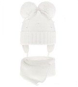 Komplet zimowy, czapka i szalik dla dziewczynki, Bifien, śmietanka, 50-53 cm