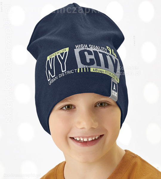 Sportowa granatowa czapka  NY City  rozm. 48-50 cm 