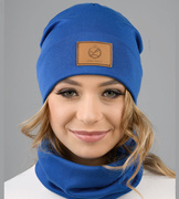 Czapka i komin damski, komplet  jesienny/wiosenny, Valliana, niebieski, 55-57 cm