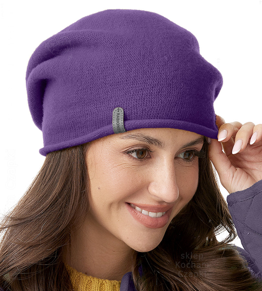 Czapka wełniana damska, zimowa/jesienna, Gabbela, fioletowy, 57-61 cm