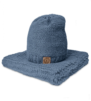 Zimowy komplet: czapka z polarem i długi szal zimowy Gisele, niebieski jeansowy, 54-56  cm