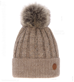 Ciepła czapka damska zimowa, polar, Revana, beżowa, rozm. 56-60 cm