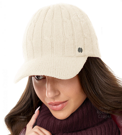 Czapka z daszkiem na zimę, damska, Horsia, kremowa, 55-57 cm