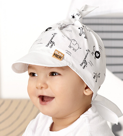 Chustka z daszkiem, dla chłopca, na głowę, biała,  Pariki, 38-46 cm
