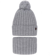 Komplet zimowy czapka i komin dla chłopca, Liwman, szary,  rozm. 46-48 cm