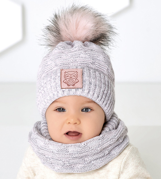 Czapka i komin zimowy dziewczęcy Marzia, rozm. 42-46 cm
