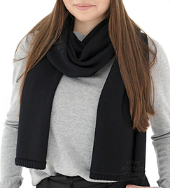 Szalik damski z wełny 100% merino, zimowy, 7340, czarny