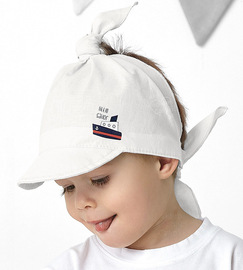 Chustka z daszkiem, dla chłopca, na głowę,  Doonii, biała, 40-46 cm