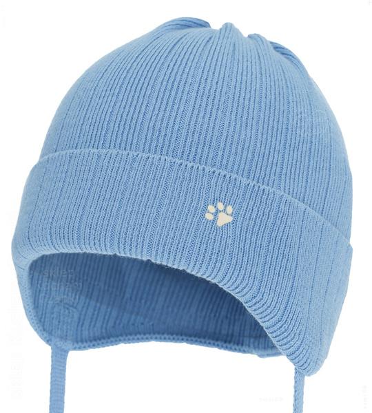 Czapka jesienna/ wiosenna dla chłopca, 100% bawełna, Nabbo, wiązana, niebieska, 38-42 cm