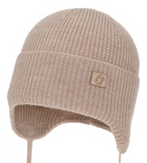 Czapka zimowa, jesienna/ wiosenna dla chłopca, 100% wełniana merino, Kabadi, wiązana, beżowa, 40-43