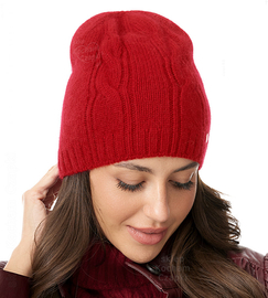 Czapka Damska zimowa, Nasuma, czerwona, 55-58 cm