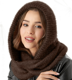 Komin z kapturem damski, kominiarka damska, Onaasi, brązowy, 55-62 cm