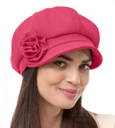 Kaszkiet damski, beret z daszkiem, zimowy, Granja, różowy, 57-58 cm