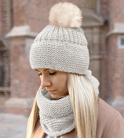 Czapka zimowa damska, komplet z kominem, Mauricia, rozm. 55-57 cm