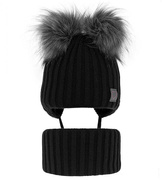 Czapka i komin dla dziewczynki, komplet zimowy,  Letisa, czarny, 48-51 cm