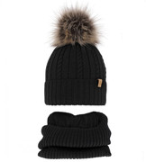 Czapka i komin merino dla dziewczynki, polar, Rimabel, czarny, 48-50 cm