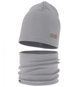 Czapka i komin dla chłopca, komplet wiosenny jesienny, Zrifer, szary (08 v2) , 48-50 cm