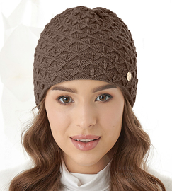 Czapka damska, zimowa, Pratta, brązowy, 55-57