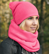Komplet czapka i komin damski, jesienny-wiosenny, róż (2), Benita V.3, 55-57