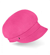 Czapka damska z daszkiem, 100% len na lato, Laura, ciemny róż, 56-60 cm