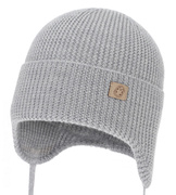 Czapka zimowa, jesienna/ wiosenna dla chłopca, 100% wełniana merino, Kabadi, wiązana, szara, 38-40