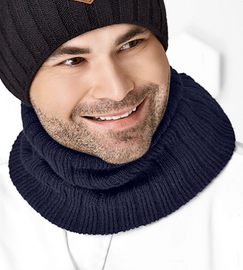 Komin męski zimowy, tunel na szyję, granatowy