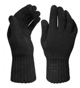 Rękawiczki z wełny merino 100%, Classy,  męskie, czarne, M/L