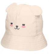 Dziewczęcy kapelusz na lato z uszkami – 100% bawełna, filtr UV+30, Impuku, kremowy, 48-50 cm