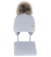 Czapka i szalik dla noworodka, dla chłopca, Ronerto, błękitny, 38-40 cm