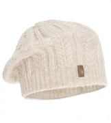 Beret damski z wełną merino, Nensja, jasny beżowy, 55-60 cm
