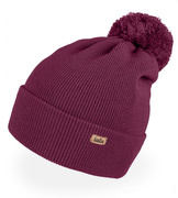Czapka merino z pomponem, Mjaia, bordowa, 48-54 cm