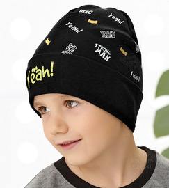 Czapka wiosenna/jesienna dla chłopca, czarna, Strong Man, 48-51 cm
