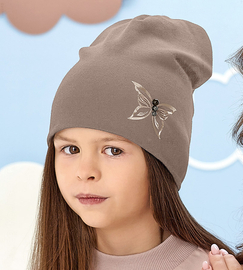 Czapka wiosenna/jesienna, dziewczęca, Aonang, fango, 52-54 cm